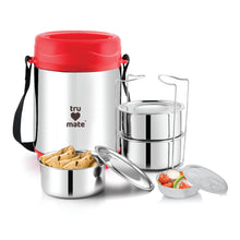 trumate truserve LSH 3003 Premium Insulated Stainless Steel Lunch Box with 3 Containers, Salad Box & Adjustable Shoulder Strap