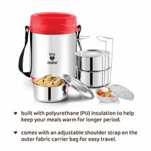 trumate truserve LSH 3003 Premium Insulated Stainless Steel Lunch Box with 3 Containers, Salad Box & Adjustable Shoulder Strap