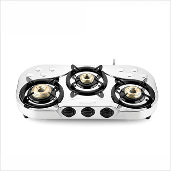 UCOOK JUNTO Manual Stainless Steel Mid Delux 3B Series 3 Burners Gas Stove Stainless Steel Cooktop, Steel Grey