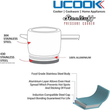 UCOOK PRESSURE COOKER STEELTUFF STAINLESS STEEL INNER LID (5 LTR) CODE-PC0062