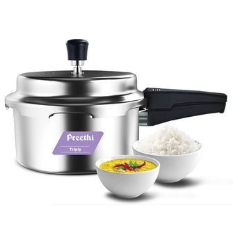 Preethi 1.5L Triply Outerlid Pressure Pan with Spill Splash Shield (PC 036) 1.5 L Outer Lid Induction Bottom Pressure Cooker  (Triply)