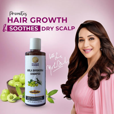 Khadi Mauri Herbal Amla and Bhringraj Herbal Shampoo - Prevents Hairfall & Damage, Strengthens Roots & Hair Follicles - Enriched with Natural Ingredients - 210 ML (Pack of 3)