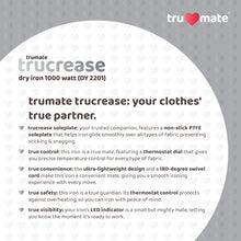 trumate trucrease dry iron 1000W with non-stick PTFE Soleplate – Black