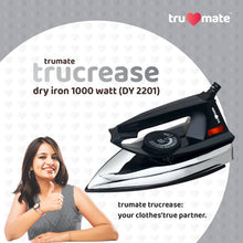 trumate trucrease dry iron 1000W with non-stick PTFE Soleplate – Black