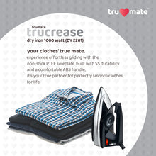 trumate trucrease dry iron 1000W with non-stick PTFE Soleplate – Black