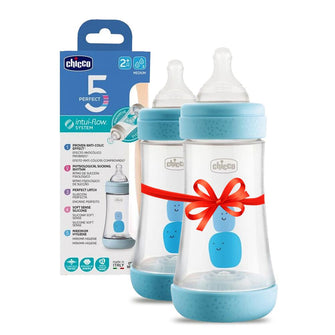 Buy one get one Chicco Perfect5 Feeding Bottle (240ml, Medium) (Blue) SKU: F.BOTTLE PERFECT 5PP BOY 240 MED