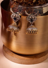 Indya Silver Oxidised Tribal Jhumka Earrings