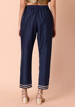 Indya Navy Poly Silk Fitted Pants Extra Small Size