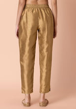 Indya Golden Poly Silk Fitted Pants Small Size