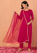 Indya Hot Pink Solid Mesh Dupatta