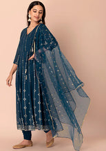 Indya Navy Teekli Mesh Dupatta