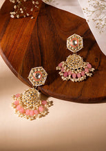 Indya Gold Finish Kundan Bead Chandbali Earrings