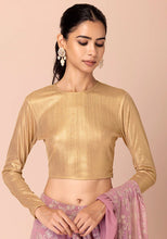 Indya Gold Textured Lycra Blouse XS