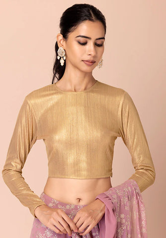 Indya Gold Textured Lycra Blouse XS