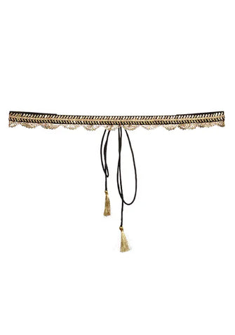 Indya Black Sequin Zari Scallop Belt