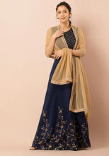 Indya Beige Gota Patti Border Mesh Dupatta