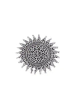 Indya Silver Oxidised Abstract Sunflower Ring