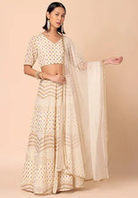 Indya Ivory Solid Mesh Dupatta