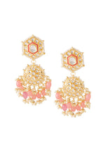 Indya Gold Finish Kundan Bead Chandbali Earrings