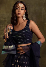 Indya Navy Blue Sequin Embroidered Potli