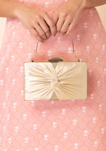 Indya Ivory Satin Knot Clutch