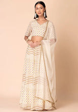 Indya Ivory Solid Mesh Dupatta