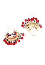 Indya Gold Finish Meenakari And Turquoise Bead Chandbali Earrings