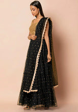 Indya Black Embroidered Sequin Net Dupatta