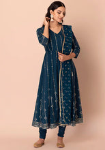 Indya Navy Teekli Mesh Dupatta