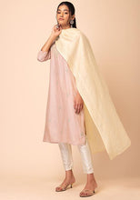 Indya Ivory Sequin Embroidered Chanderi Dupatta