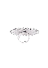 Indya Silver Oxidised Abstract Sunflower Ring