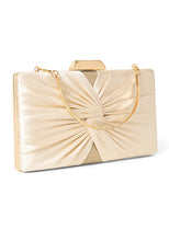 Indya Ivory Satin Knot Clutch