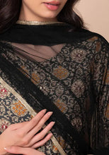 Indya Black Shimmer Lace Mesh Dupatta