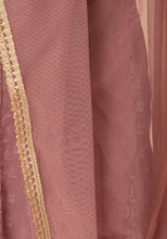 Indya Dusty Pink Lace Detail Mesh Dupatta