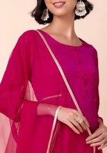 Indya Hot Pink Solid Mesh Dupatta