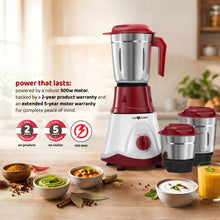 trumate truwhirl 1123 – 500W Mixer Grinder with 3 Stainless Steel Jars, 3-Speed Control & Pulse Function