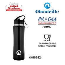 Ucook Obouteille Vacuum Stainless Steel Gym Black Sipper Water Bottle 750 ml