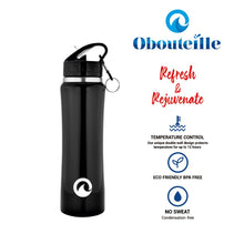 Ucook Obouteille Vacuum Stainless Steel Gym Black Sipper Water Bottle 750 ml