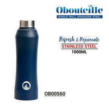 Ucook Obouteille Single Wall Curvy Blue Stainless Steel Fridge Water Bottle 1 Litre