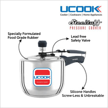 UCOOK Steeltuff Induction Base Stainless Steel Pressure Cooker 3 Litre