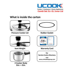 Ucook Sandwich Bottom Induction Compatible Stainless Steel Inner Combi 3 Litre & 2 Litre