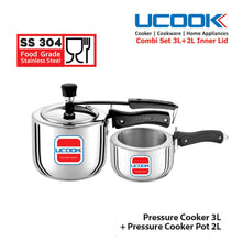 Ucook Sandwich Bottom Induction Compatible Stainless Steel Inner Combi 3 Litre & 2 Litre