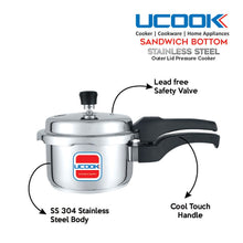 UCOOK  Sandwich Bottom Induction Base Stainless Steel 5 Litre