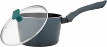 UCOOK FORGED NS SAUCEPAN+GLASS LID IC-TEAL BLUE SOFT TOUCH HANDLES - 160mm/1.75 Litre Stir Fry Pan 24 cm diameter with Lid 1.75 L capacity (Aluminium, Non-stick, Induction Bottom)