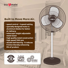 trumate trucool PDNG 6520 – 20 Inch Pedestal Fan with Heavy Duty Motor, Aluminium Blades & Double Ball Bearing