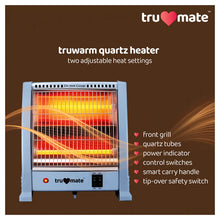 trumate truwarm QH2R 5001 – 800W Quartz Heater with Dual Heat Settings, Tip-Over Safety & Instant Heating