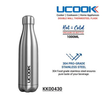 UCOOK O'bouteille Cola Stainless Steel Double Wall Vacuum Lacquered Water Bottle 1000 ml