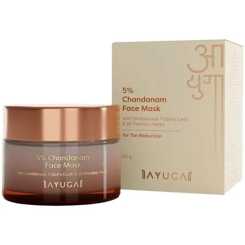 Ayuga 5% Chandanam Face Mask With Sandalwood, Fuller's Earth & 26 Precious Herbs For Tan Reduction, 50 g
